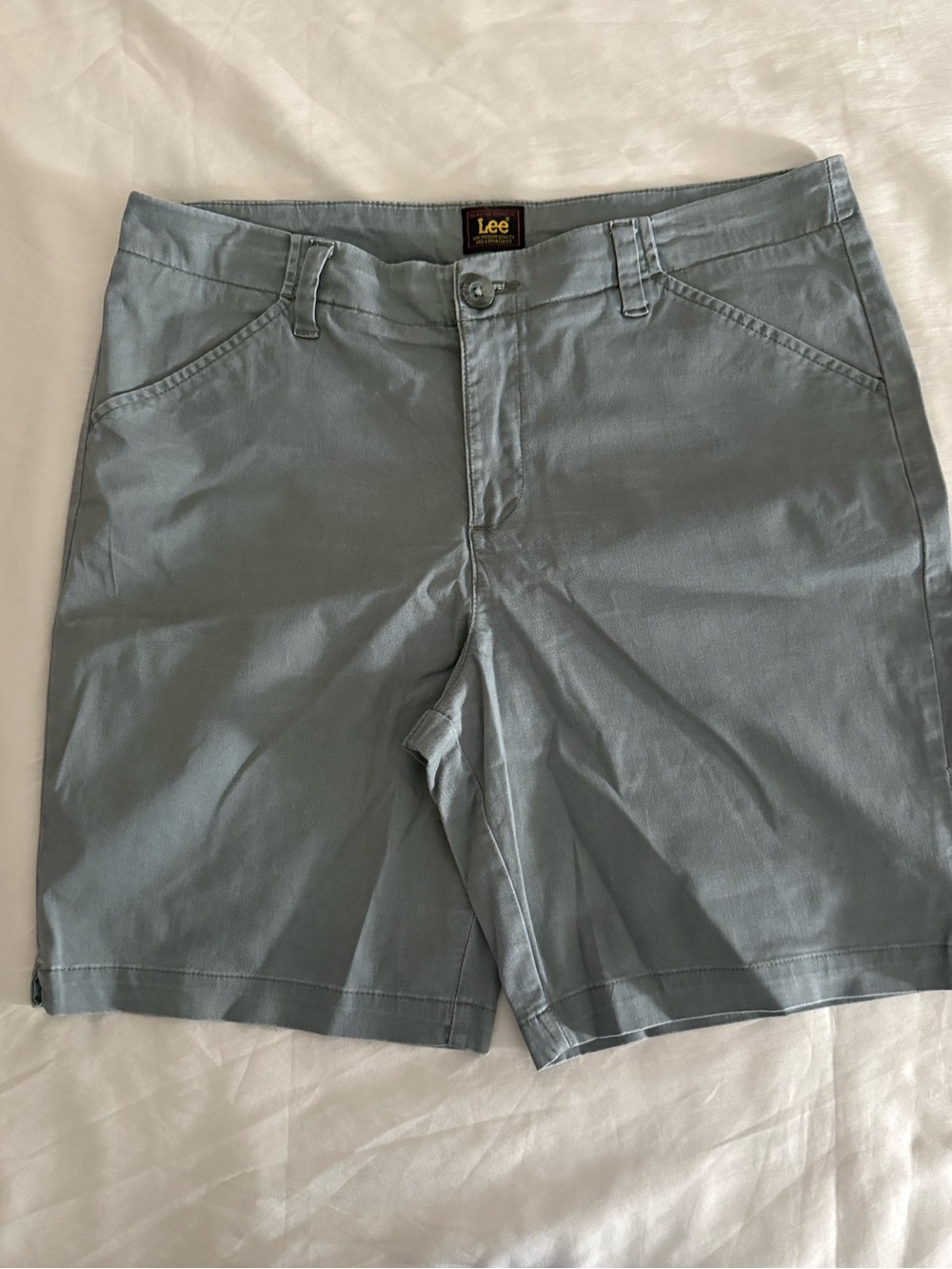 Lee Men's Light Slate Blue Flat Front Shorts